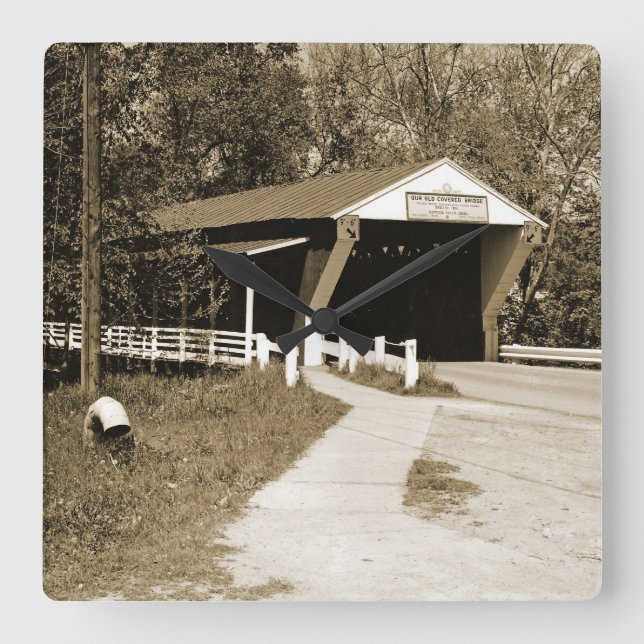 Relógio Quadrado Covered Bridge (Frente)