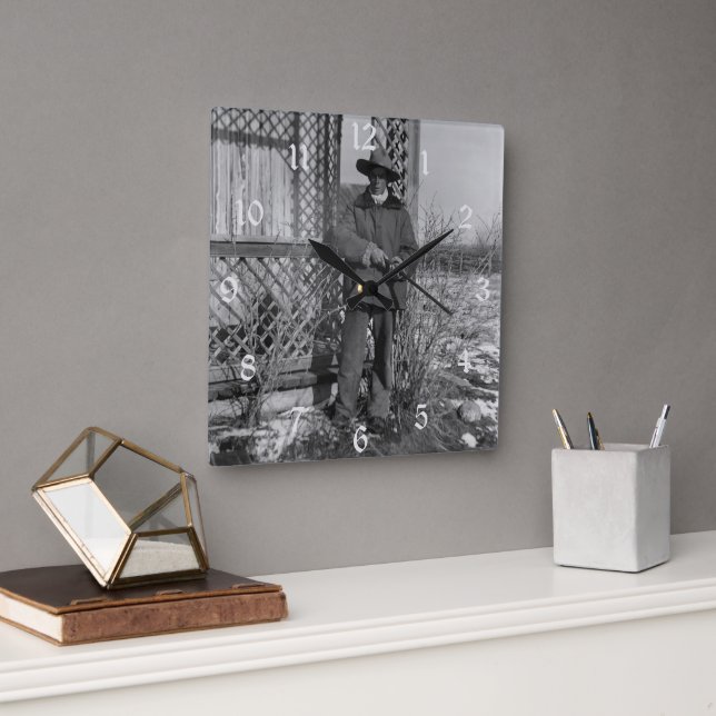 Relógio Quadrado Cowboy Rancher da Fazenda Velha do Oeste do Canadá (Escritório)