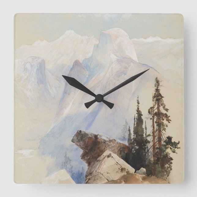 Relógio Quadrado Cozedura Aquática Montanha Metade Dome Yosemite (Frente)
