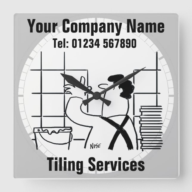 Relógio Quadrado Cozinha e Tiler de Banheiro (Frente)