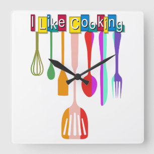 Relógio Quadrado Cozinhar retro da cozinha
