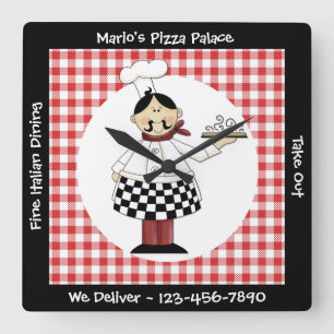 Relógio Quadrado Cozinheiro chefe italiano