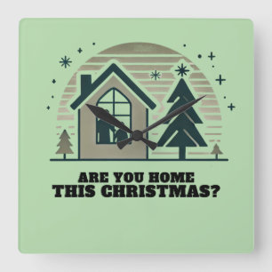 Relógio Quadrado Cozy Family Christmas Home Decor Art