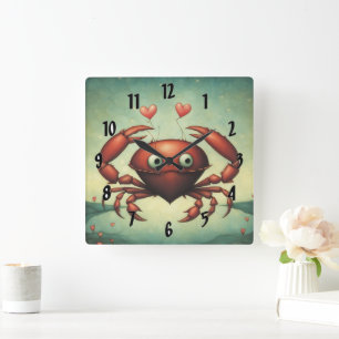 Relógio Quadrado Crab Love