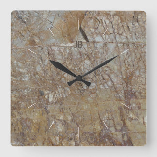 Relógio Quadrado CRACES DE ROCHAS | Imagem natural de pedra texturi