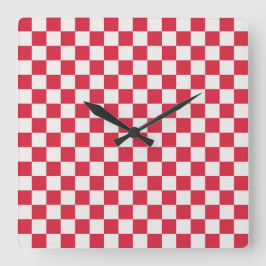 Relógio Quadrado Cranberry fizz checkerboard pattern