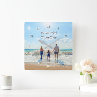 Relógio Quadrado Create Your Own Photo Wall Clock Gift Custom Text