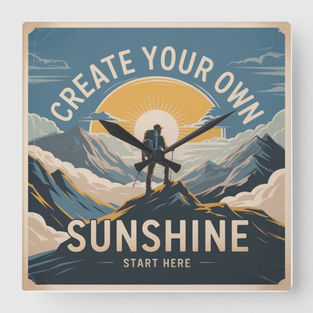 Relógio Quadrado Create Your Own Sunshine (Frente)