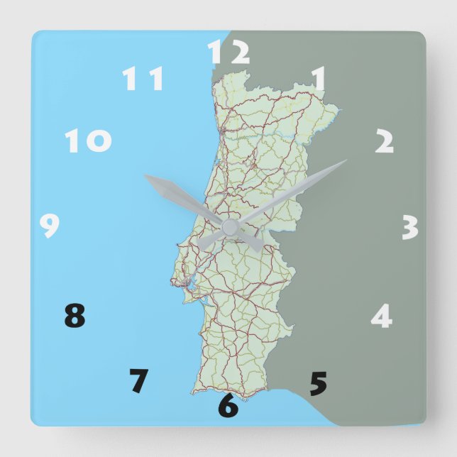 RELÓGIO QUADRADO CREATIVE PORTUGAL MAP  (Frente)