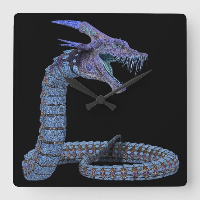Relógio Quadrado Creature Snake Blue (Frente)