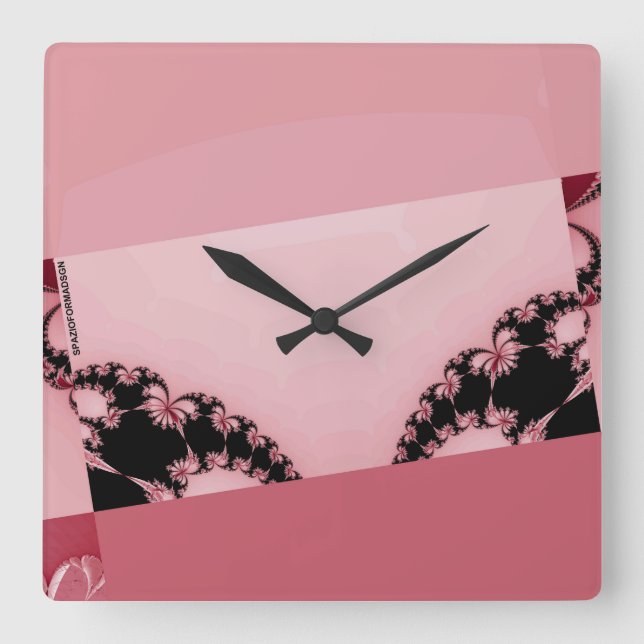 Relógio Quadrado Creme do Jardim Fractal (Frente)