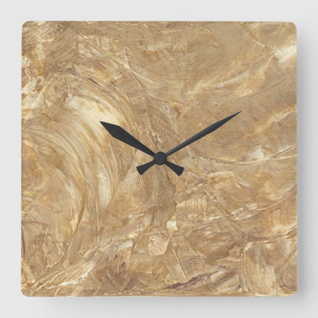 Relógio Quadrado Creme Marble Faux Finalizar Wallclock Quadrado (Frente)