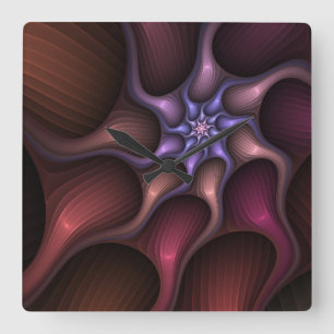 Relógio Quadrado Crescimento Mágico Moderno Fractal Abstrato Colori