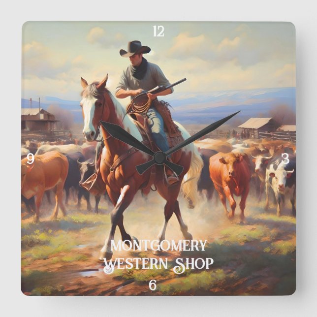 Relógio Quadrado Criador de Bovinos em Horso (Frente)