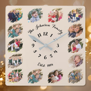 Relógio Quadrado Criar Colagem de Fotos Personalizadas da Família R