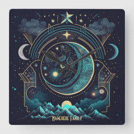 Relógio Quadrado Crie a sua Abstrato Celestial Paisagem