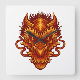 Relógio Quadrado Crie a sua cabeça de dragão vermelho