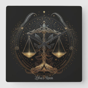 Relógio Quadrado Crie a sua própria astrologia mística Libra Zodiac
