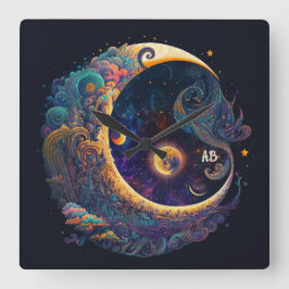 Relógio Quadrado Crie a sua própria lua mística de sereia