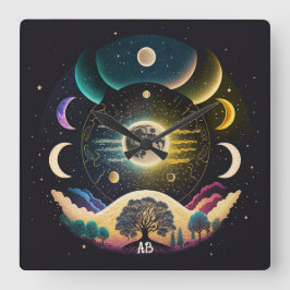 Relógio Quadrado Crie as suas próprias ondas de lua sônicas mística