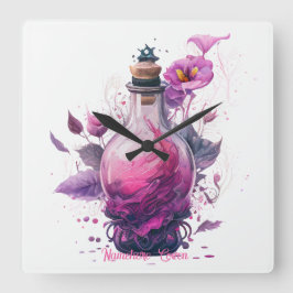 Relógio Quadrado Crie O Seu Frasco De Poção Floral