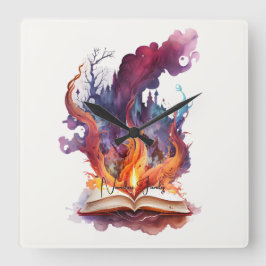 Relógio Quadrado Crie o seu próprio livro ortográfico de incêndio