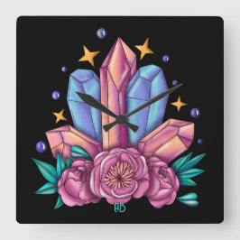 Relógio Quadrado Crie os seus próprios cristais e Rosas