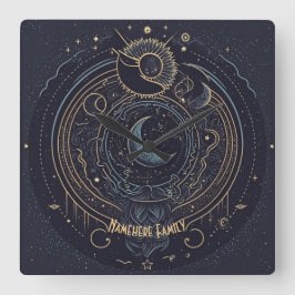 Relógio Quadrado Crie seu próprio Abstrato Celestial Lunar