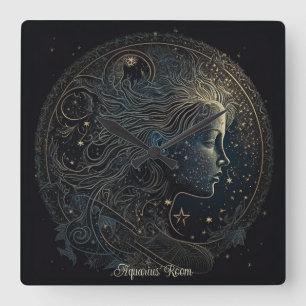 Relógio Quadrado Crie seu próprio Aquário Místico Zodiac