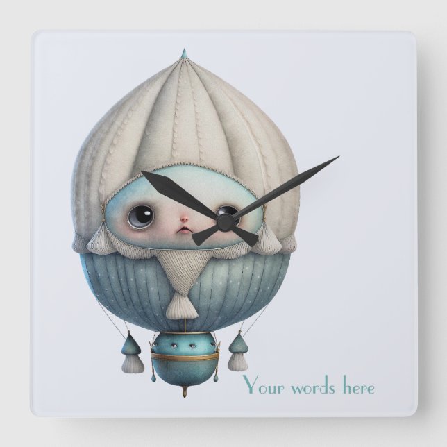 Relógio Quadrado Crie Seu Próprio Balão de Ar Quente Steampunk Boni (Frente)