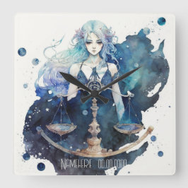 Relógio Quadrado Crie seu próprio Blue & Teal Libra Zodiac