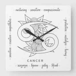 Relógio Quadrado Crie seu próprio Cancer preto e branco legante