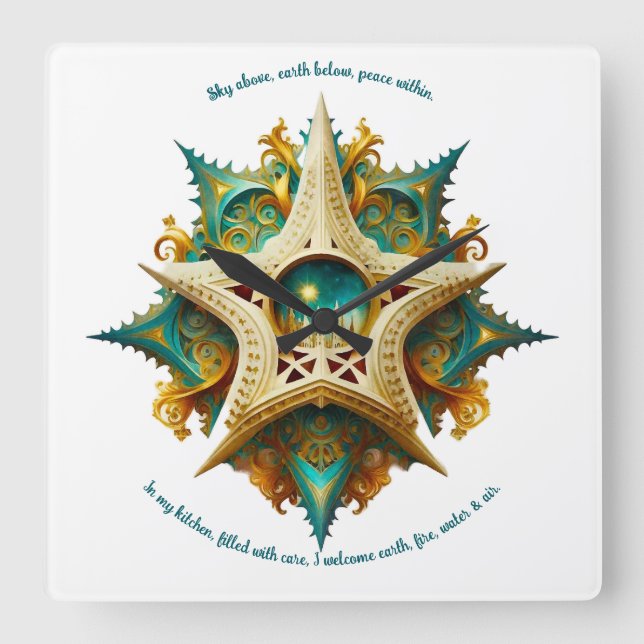 Relógio Quadrado Crie Seu Próprio Castelo Steampunk Snowflake Yule (Frente)