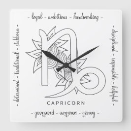 Relógio Quadrado Crie seu próprio e elegante capitão preto e branco