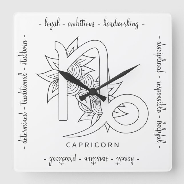 Relógio Quadrado Crie seu próprio e elegante capitão preto e branco (Frente)