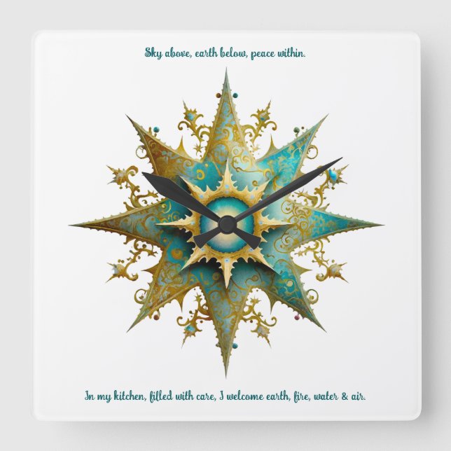 Relógio Quadrado Crie seu próprio Floco de Neve Yule Steampunk (Frente)