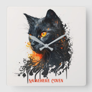Relógio Quadrado Crie Seu Próprio Gato Preto