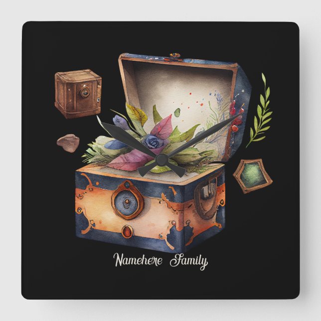 Relógio Quadrado Crie seu próprio maior tesouro (Frente)