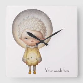 Relógio Quadrado Crie Seu Próprio Menino da Lua Fofo