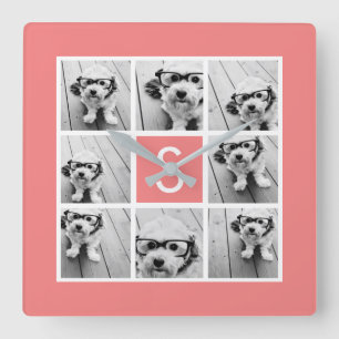 Relógio Quadrado Crie seu próprio Monograma Personalizado de Colag