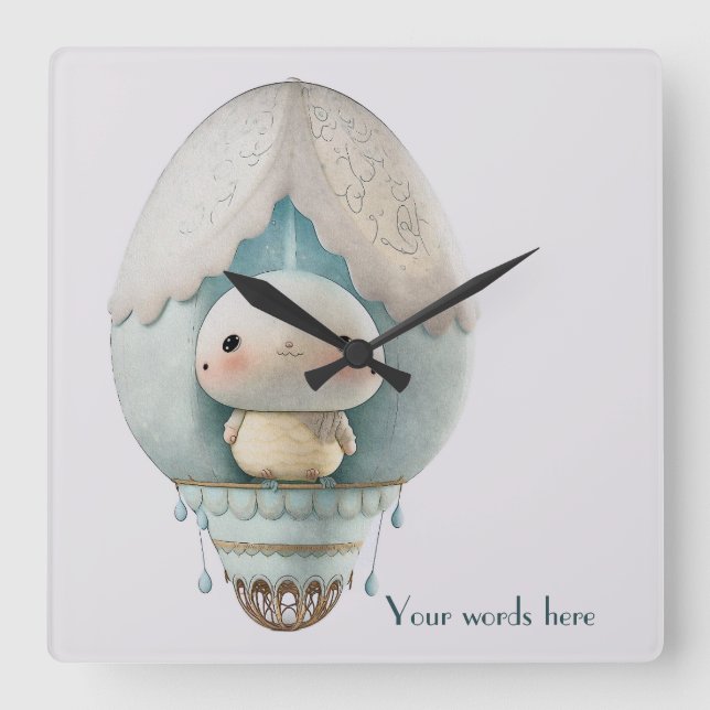 Relógio Quadrado Crie Seu Próprio Passeio de Balão de Ar Quente e A (Frente)