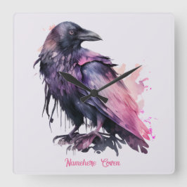 Relógio Quadrado Crie seu próprio Raven Preto Místico