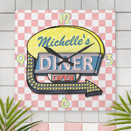 Relógio Quadrado Crie Seu Próprio Sinal De Jantar Do 50 Retroativo