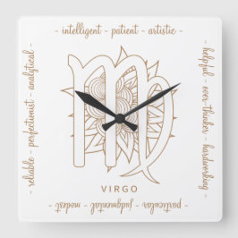 Relógio Quadrado Crie seu próprio vírus Dourado e branco elegante Z