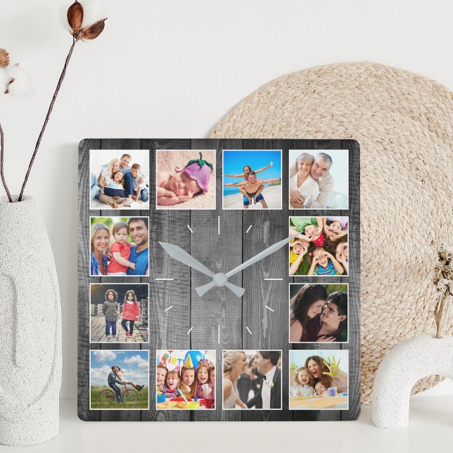 Relógio Quadrado Crie seu quartel-general russo de colagem de fotos (Criador carregado)