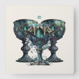 Relógio Quadrado Crie seus próprios cálices góticos verdes