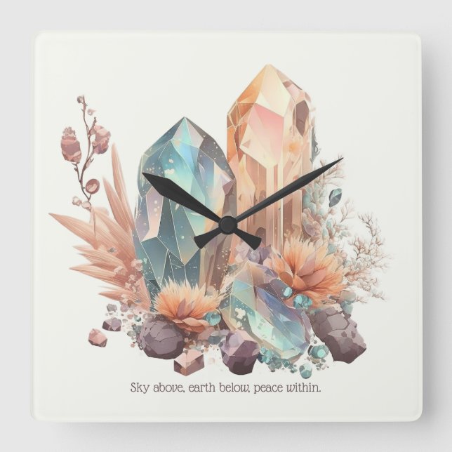 Relógio Quadrado Crie Seus Próprios Cristais Iridescentes (Frente)