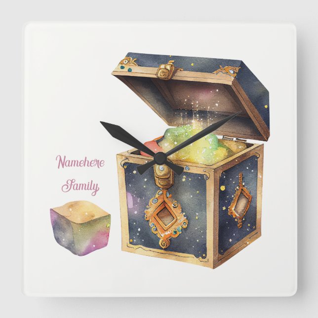 Relógio Quadrado Crie sua caixa e gema mágicas (Frente)