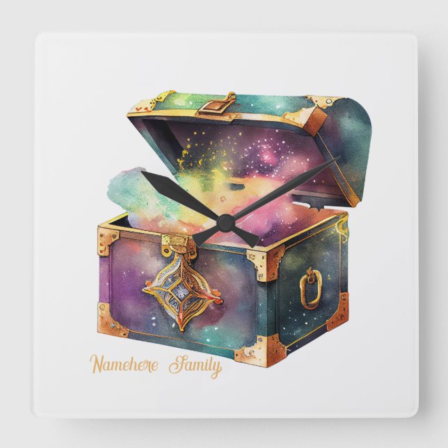 Relógio Quadrado Crie sua caixa mágica de momentos tesouros (Frente)