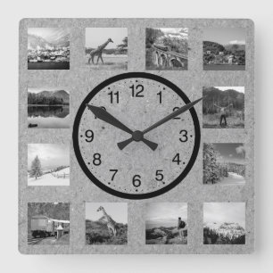 Relógio Quadrado Crie Sua Colagem de Fotos Personalizada Natureza R